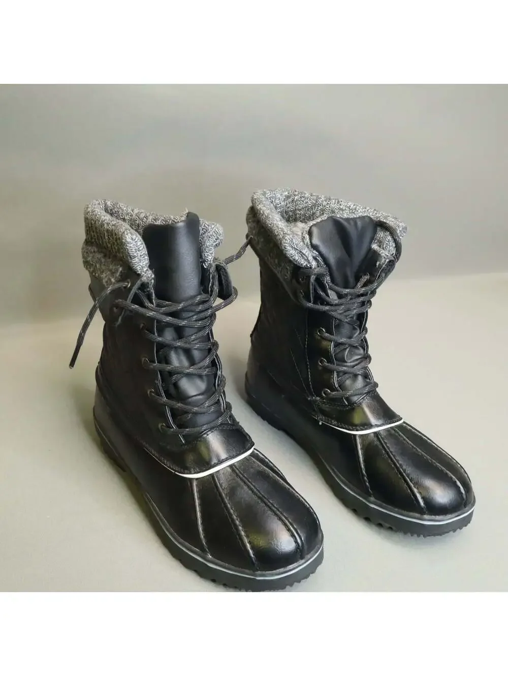 Dream Pairs Winter Snow Boots Womens 10 Black 3M Thinsulate Knit Collar Duck